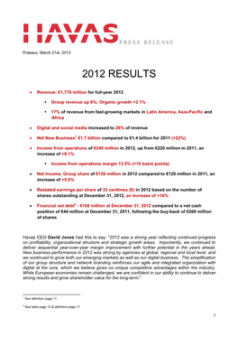 2012 Results