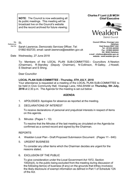 (Public Pack)Agenda Document for Local Plan Sub-Committee, 05/07