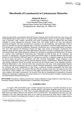 Microfossils of Cyanobacteria in Carbonaceous Meteorites