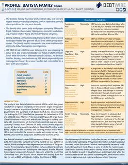 Profile: Batista Family Brazil 3-Oct-16 | Jbs, J&F Investimentos, Eldorado Brasil Celulose, Banco Original