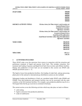 B521-1 EXTRACTION, FIRST TREATMENT and LOADING of LIQUID & GASEOUS FOSSIL FUELS Activities 050201 - 050303 Ed050201