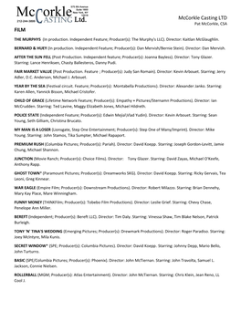 Mccorkle Casting LTD FILM