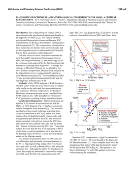 Diagnostic Geochemical and Mineralogical Fingerprints for Mars: a Critical Reassessment