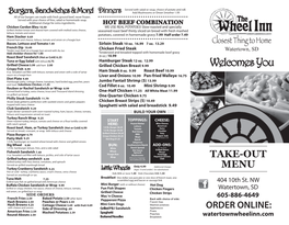 Download Our Take out Menu Here!