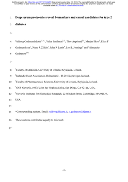 Deep Serum Proteomics Reveal Biomarkers and Causal Candidates for Type 2
