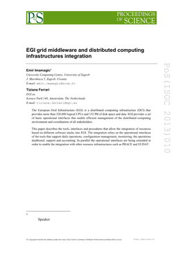 EGI Grid Middleware and Distributed Computing Infrastructures Integration