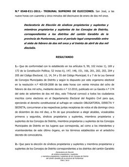 0548-E11-2011 (Declaratoria Síndicos Y Concejales Garabito)