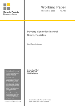 Poverty Dynamics in Rural Sindh, Pakistan, 2009