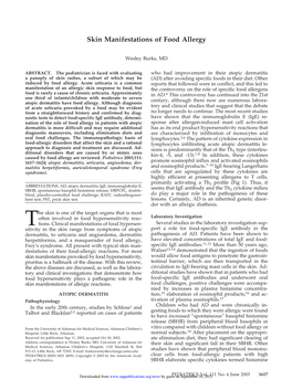 Skin Manifestations of Food Allergy