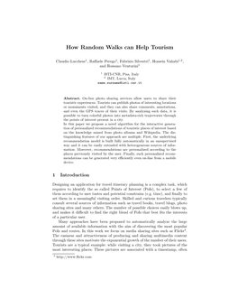 How Random Walks Can Help Tourism