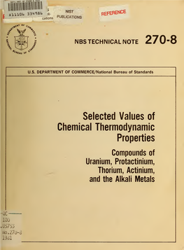 Selected Values of Chemical Thermodynamic Properties [Part 8]