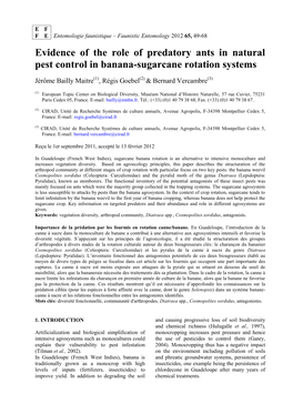 Evidence of the Role of Predatory Ants in Natural Pest Control in Banana-Sugarcane Rotation Systems