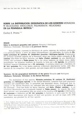 Sobre La Distribución Geográfica De Los Géneros "Monacha" Y "Helicigona" "(Mollusca: Pulmonata: Heli