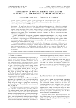 Comparison of Actual Ground Settlements in Tunnelling Excavation to Model Predictions