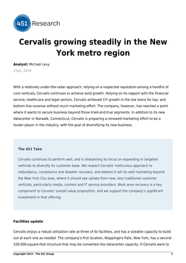 Cervalis Growing Steadily in the New York Metro Region