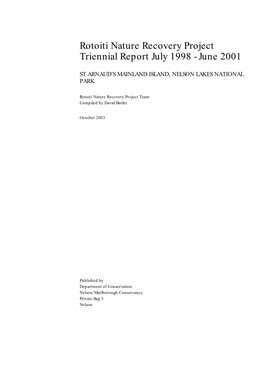 Rotoiti Nature Recovery Project Triennial Report July 1998 to June