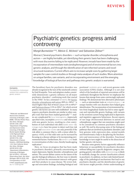 Psychiatric Genetics: Progress Amid Controversy