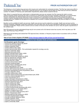 Prior Authorization List