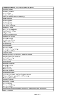 CASN Member Schools/ Les Écoles Membres De L'acesi Algonquin