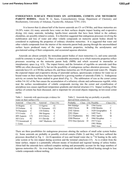 Endogenous Surface Processes on Asteroids, Comets, and Meteorite