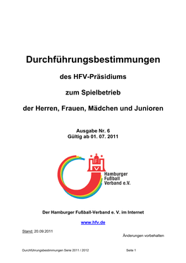 Durchführungsbestimmungen Des HFV-Präsidiums Zum Spielbetrieb