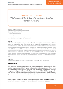 FATEFUL WELL-BEING: Childhood and Youth Transitions Among