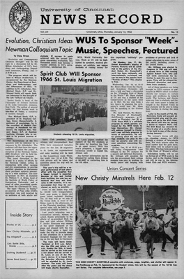 University of Cincinnati News Record. Thursday, January 13, 1966. Vol