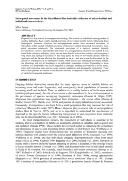 Seasonal Dynamics of the Sinai Baton Blue Butterfly