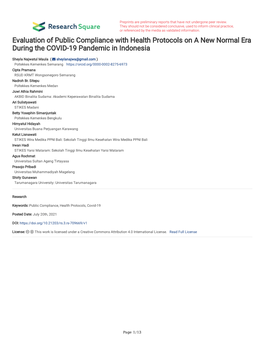 Evaluation of Public Compliance with Health Protocols on a New Normal Era During the COVID-19 Pandemic in Indonesia