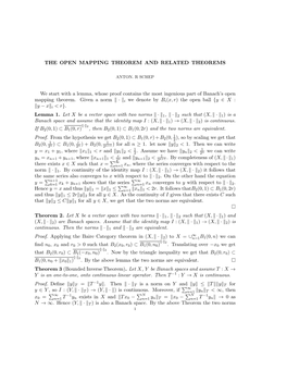 THE OPEN MAPPING THEOREM and RELATED THEOREMS We