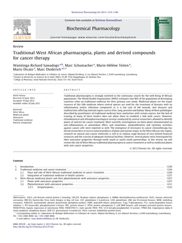 Traditional West African Pharmacopeia, Plants and Derived Compounds for Cancer Therapy