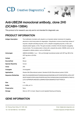 Anti-UBE2M Monoclonal Antibody, Clone 2H0 (DCABH-13894) This Product Is for Research Use Only and Is Not Intended for Diagnostic Use