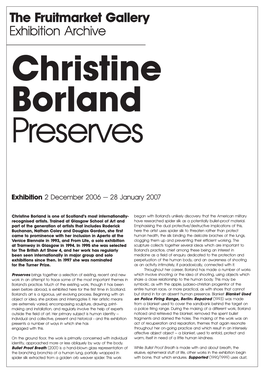 The Fruitmarket Gallery Exhibition Archive Christine Borland Preserves