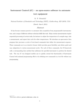 Instrument Control (Ic) – an Open-Source Software to Automate Test Equipment