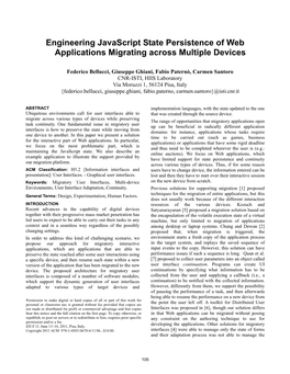 Engineering Javascript State Persistence of Web Applications Migrating Across Multiple Devices