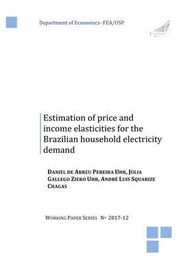 Estimation of Price and Income Elasticities for the Brazilian Household Electricity Demand