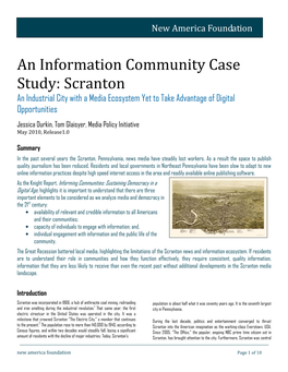 Scranton an Industrial City with a Media Ecosystem Yet to Take Advantage of Digital Opportunities