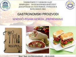 Sendviči-Pojam-Geneza –Pripremanje