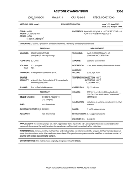 Acetone Cyanohydrin 2506