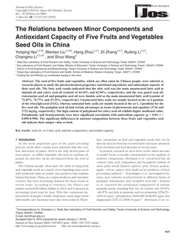 The Relations Between Minor Components and Antioxidant