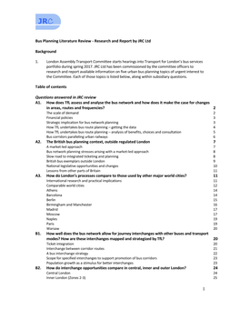 Bus Planning Literature Review - Research and Report by JRC Ltd