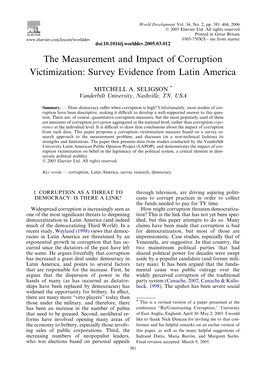 The Measurement and Impact of Corruption Victimization: Survey Evidence from Latin America