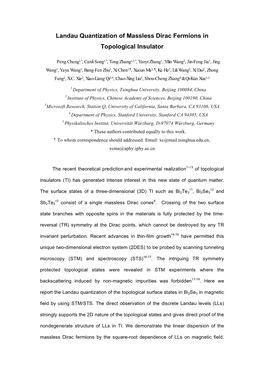 Landau Quantization of Massless Dirac Fermions in Topological Insulator