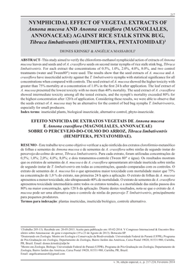 NYMPHICIDAL EFFECT of VEGETAL EXTRACTS of Annona Mucosa