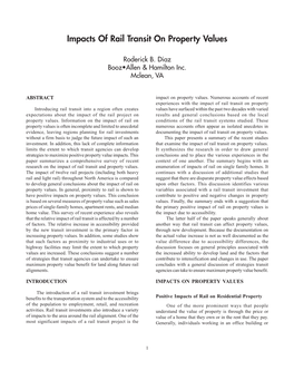 Impacts of Rail Transit on Property Values