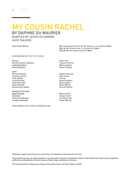 My Cousin Rachel by Daphne Du Maurier Adapted by Joseph O’Connor Gate Theatre