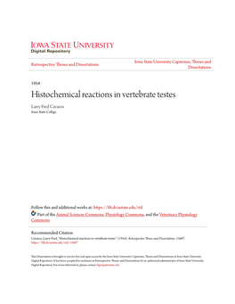 Histochemical Reactions in Vertebrate Testes Larry Fred Cavazos Iowa State College