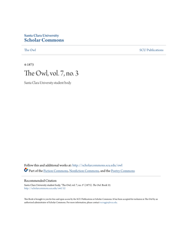 The Owl, Vol. 7, No. 3 Santa Clara University Student Body