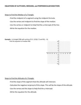 EQUATIONS of ALTITUDES, MEDIANS, and PERPENDICULAR BISECTORS