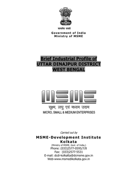Brief Industrial Profile of UTTAR DINAJPUR DISTRICT WEST BENGAL
